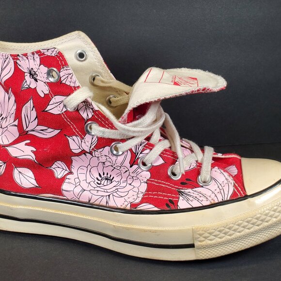 Converse Chuck 70 Vintage Floral Hi Top, Red/Cherry Blossom Chic Sneakers - Picture 8 of 15